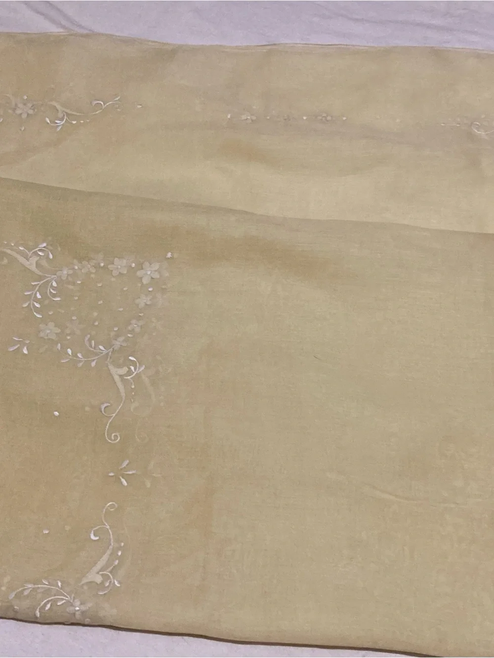 Butter Cream Embroidered Sheer Tablecloth /Napkins - Set of 8